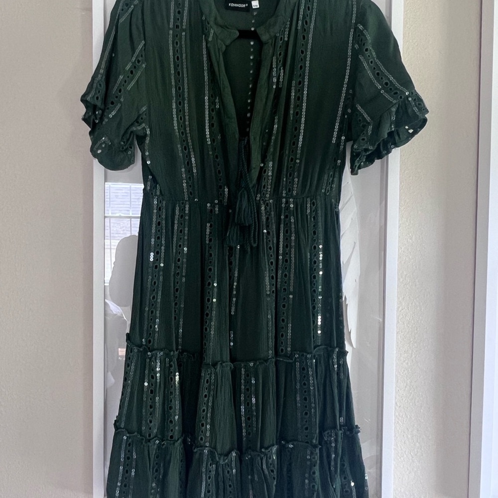 Bohemian Green Sequin Dress